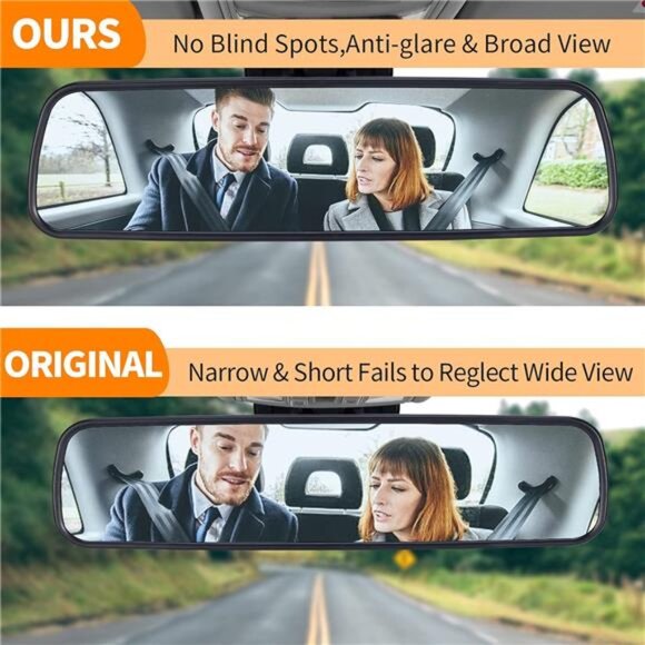 Rear View Mirror Universal Rearview Mirror Interior Anti-glare RearView Mirror - Picture 2 of 7